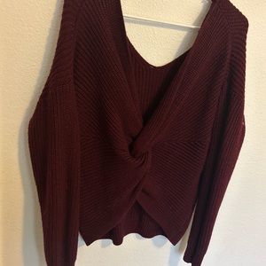 Love Tree Maroon Knot Cross Back Sweater Knit